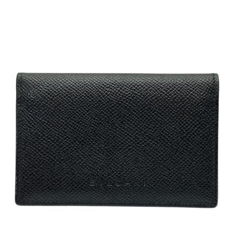 Bvlgari Card Case Pass Case Business Card Holder Compact Bifold Logo Leather